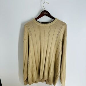 Sun River Clothing Co. Crew Neck Striped Classic Pullover Sweater Beige Size XXL